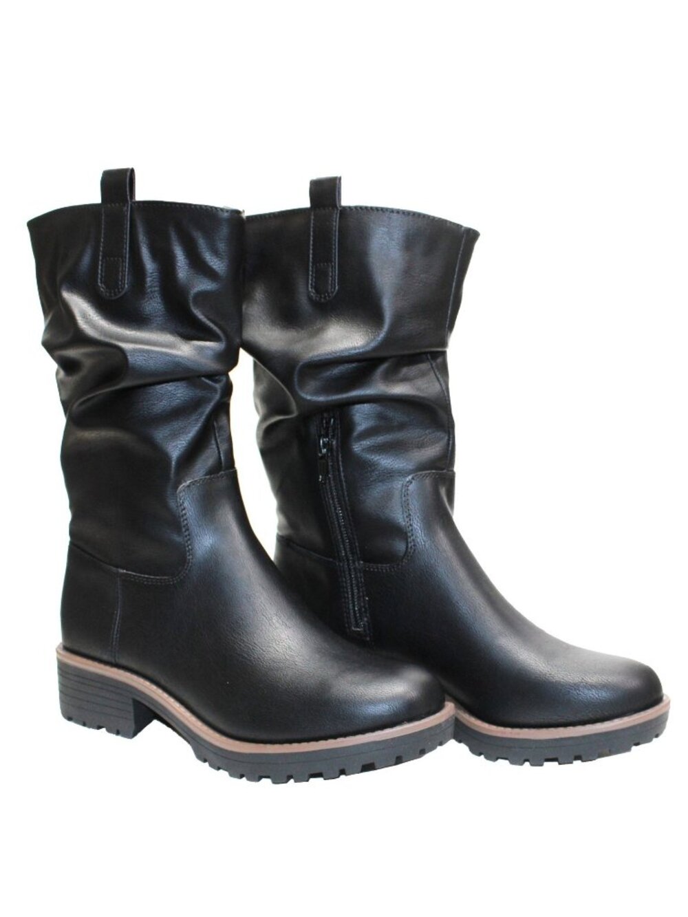 Sun + Stone Women's Nelliee Lug Sole Slouch Boots Black Size 8M NIB